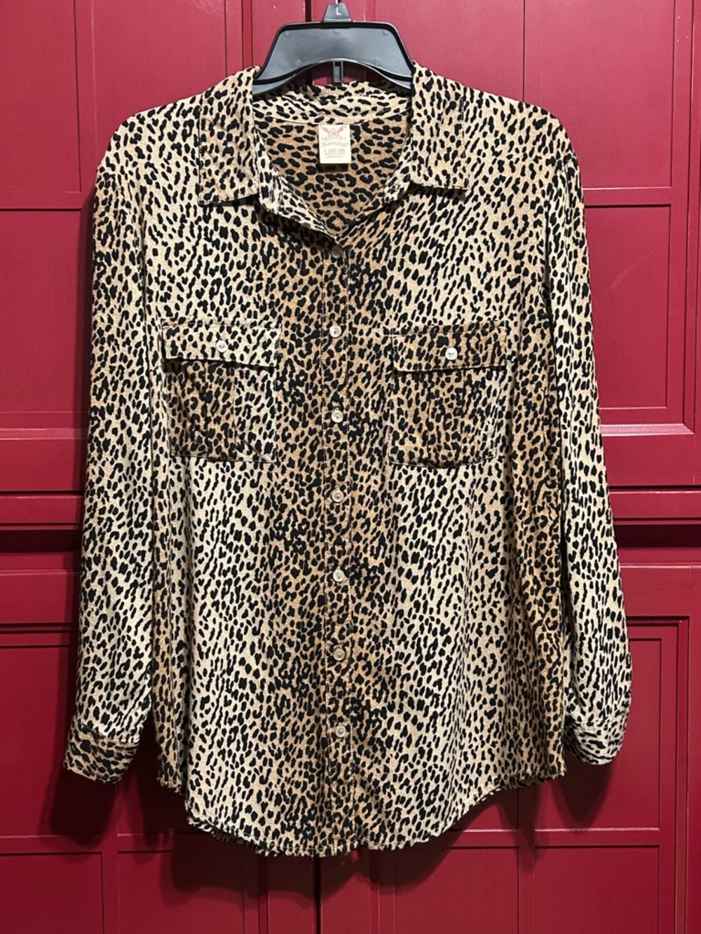 Faded Glory Leopard Print Shirt - Taupe & Black